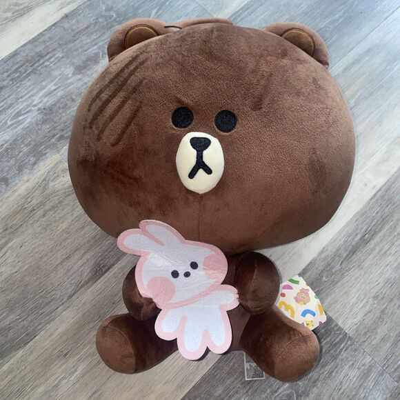 Line Friends Brown Bear Plush with Bunny "A Day of Mini Friends" 16 inch - Picture 1 of 8